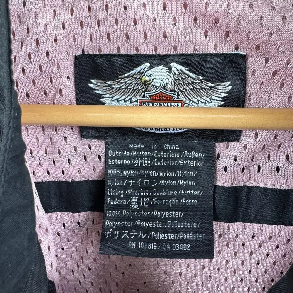 Harley-Davidson Jacket Womens XL Black Mesh Embroidered Motorcycle Riding Zip - Picture 2 of 12